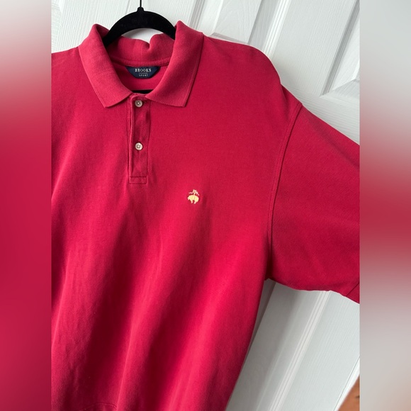 Red Brooks Brothers Polo Shirt Gold Logo 100% Cotton Size L Original Fit - Picture 4 of 9